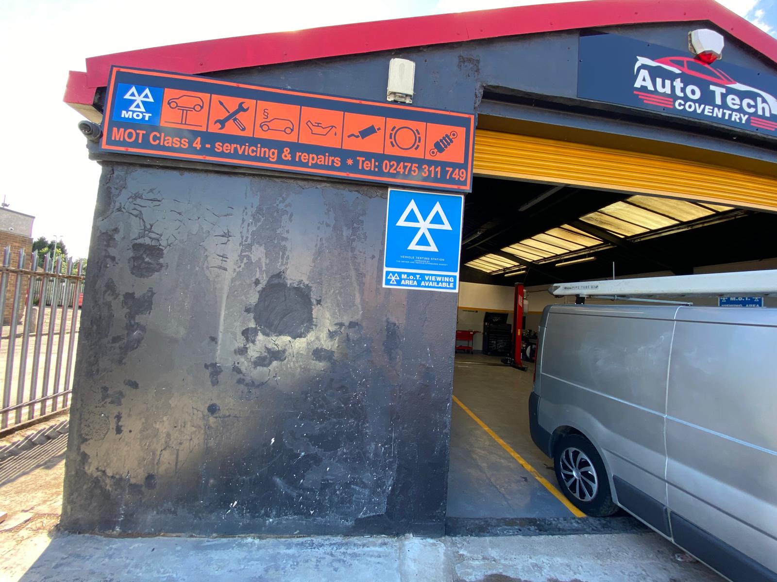 Auto Tech Coventry shopfront on Holbrook Lane with MOT Class 4 signage